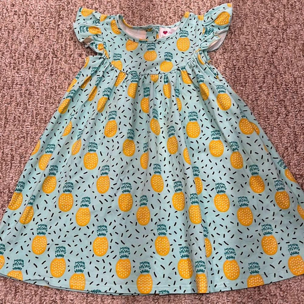 NWOT Tessa’s Trunk aqua pineapple pearl dress size 6/7